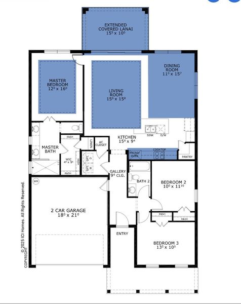 2D floor plan layout for the Laguna - Classic Series | 50' Wide Lots by ICI Homes in Oakmont, Gainesville, FL (Image 3).