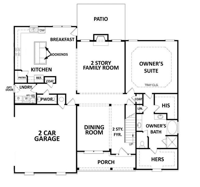 2D floor plan layout for the (GA)The Kirkland | Side Entry by Reliant Homes in Grove Park, Covington, GA (Image 4).
