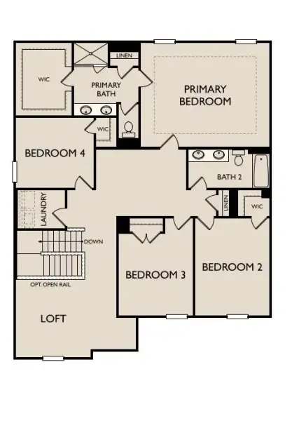 2D floor plan layout of this home in Langston Reserve, Cartersville, GA (Image 3).