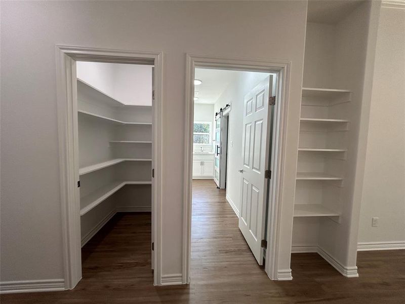 View of pantry and laundry room from kitchen