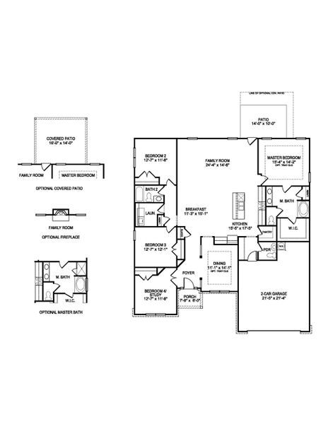 2D floor plan layout for the 2328 by Adams Homes in McNeely Farms, Mount Ulla, NC (Image 3).