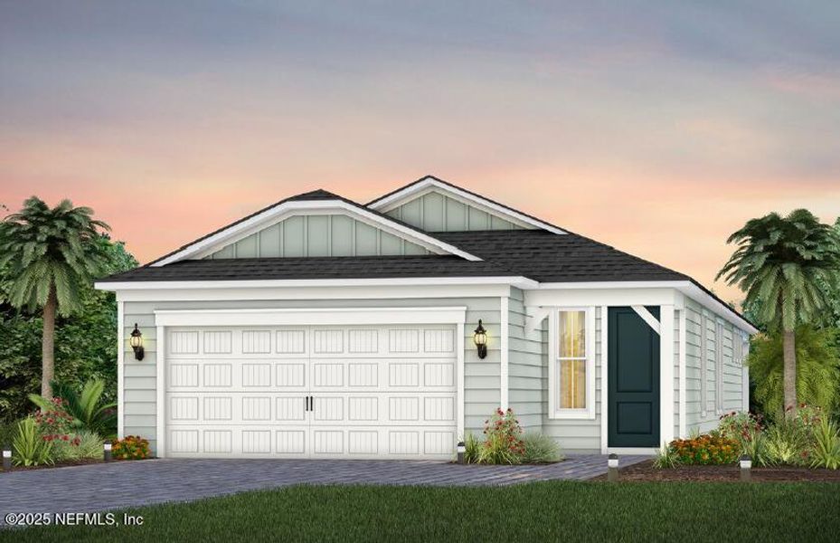 Front exterior of a new home in Del Webb Wildlight, Yulee, FL, highlighting curb appeal (Image 2).