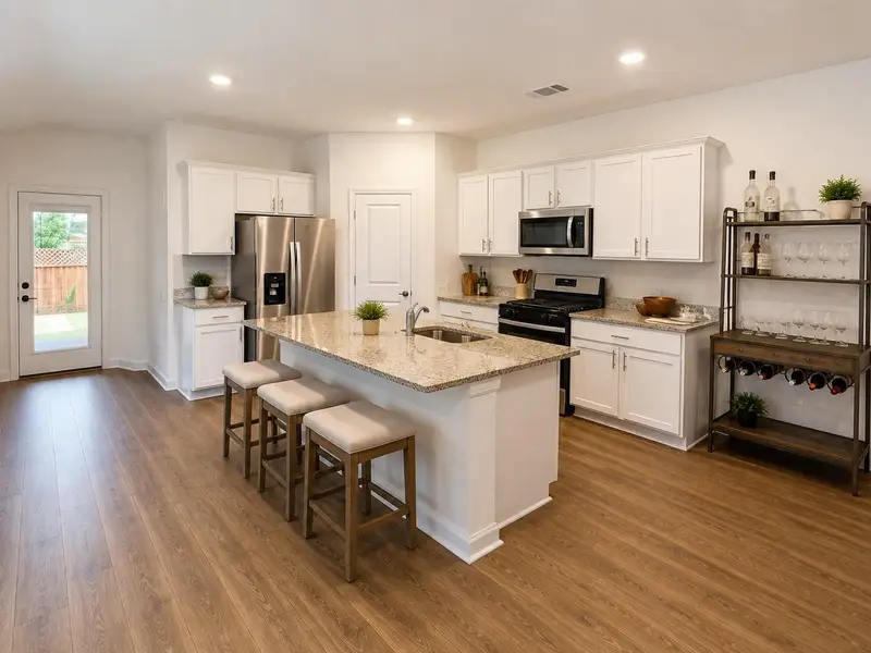 A well-appointed kitchen boasts granite countertops and sleek stainless steel appliances, perfect for culinary endeavors. A well-appointed kitchen boasts granite countertops and sleek stainless steel appliances, perfect for culinary endeavors.