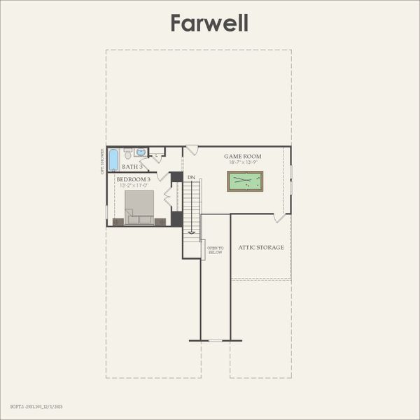 2D floor plan layout for the Farwell by Pulte Homes in West Cypress Hills, Spicewood, TX (Image 4). 2D floor plan layout for the Farwell by Pulte Homes in West Cypress Hills, Spicewood, TX (Image 4).