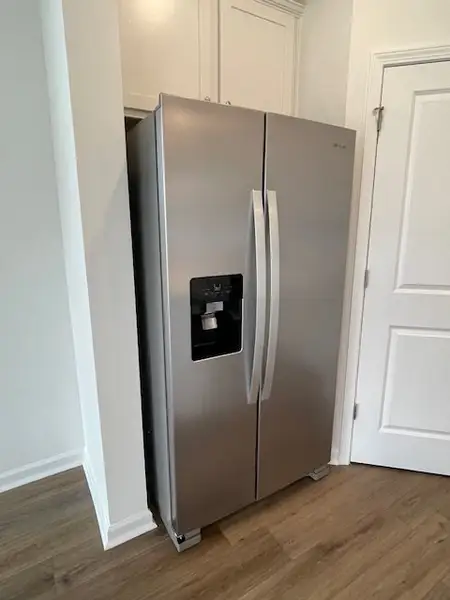 This modern kitchen showcases a stainless steel re
