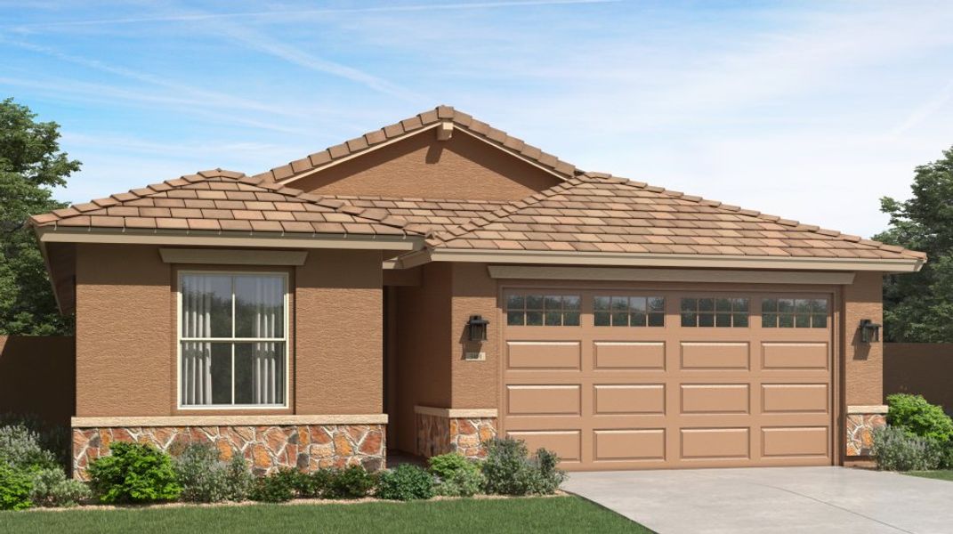 Front exterior of a home in the Asante: Discovery 2.1 & 2.13 community, located in Surprise, AZ (Image 13).