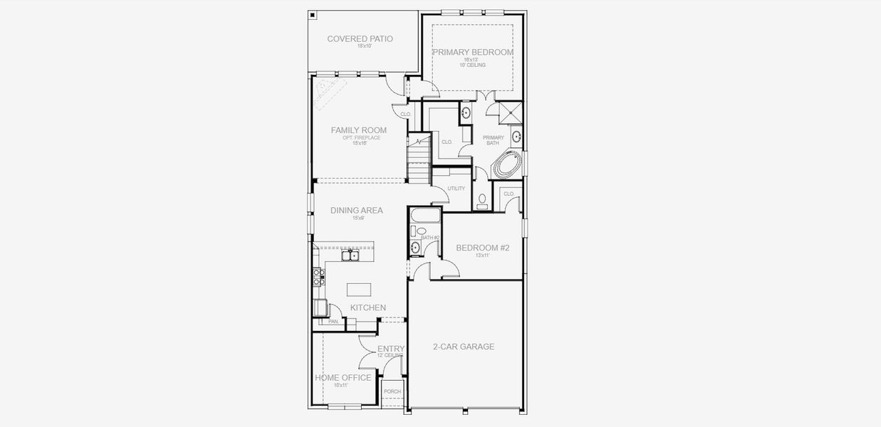 2D floor plan layout for the 2444W by Perry Homes in Trinity Falls, McKinney, TX (Image 3).