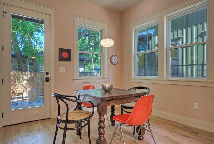 Dining room with lots of natural light.