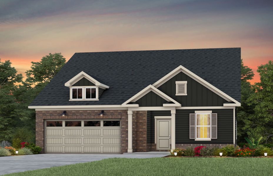 Front exterior of a new home in Michaux Gardens, Belmont, NC, highlighting curb appeal (Image 31). Front exterior of a new home in Michaux Gardens, Belmont, NC, highlighting curb appeal (Image 31).