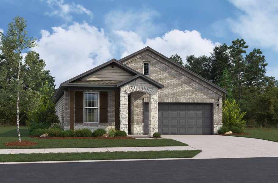 Representative exterior photo of a completed home built from the Maxwell by Beazer Homes in Hunter's Ranch, San Antonio, TX (Image 2).
