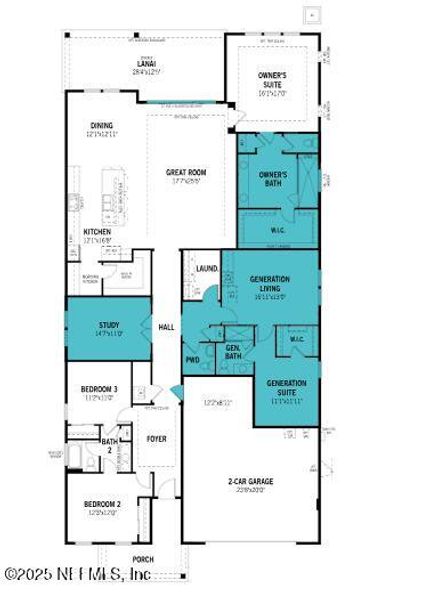 2D floor plan layout of this home in RiverTown - Cove, St. Johns, FL (Image 2).
