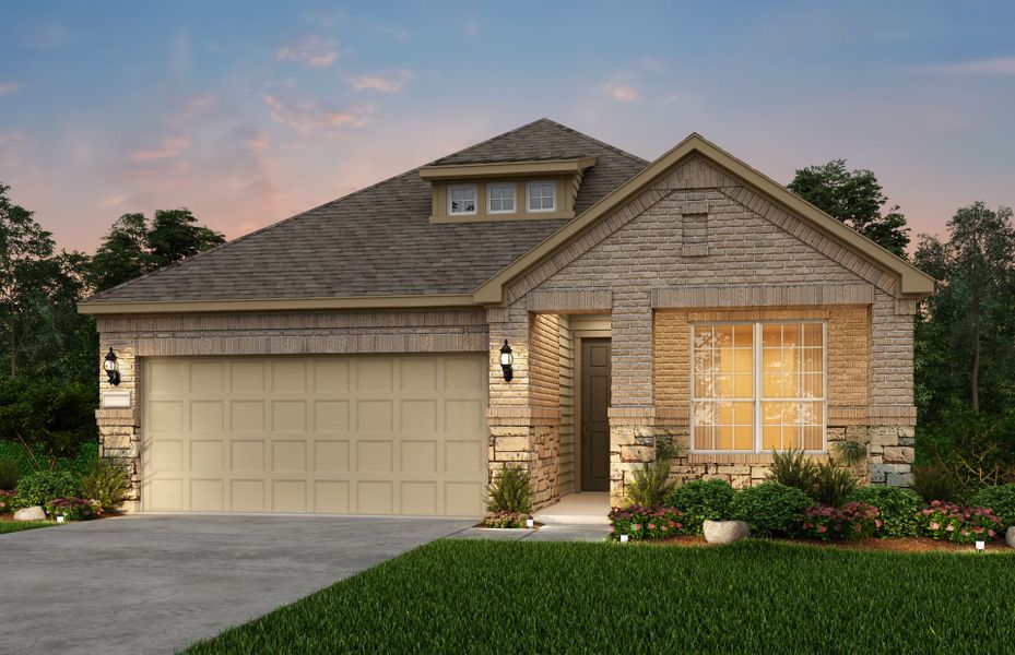 Representative exterior photo of a completed home built from the Oakmont by Pulte Homes in Mavera, Conroe, TX (Image 14).