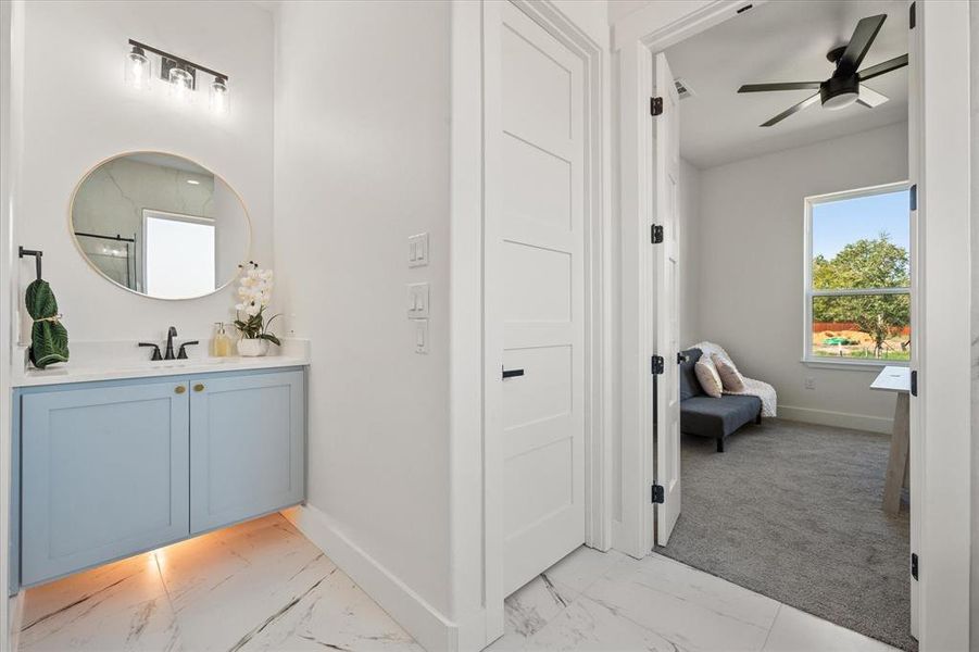 Floating cabinets with under cabinet lighing