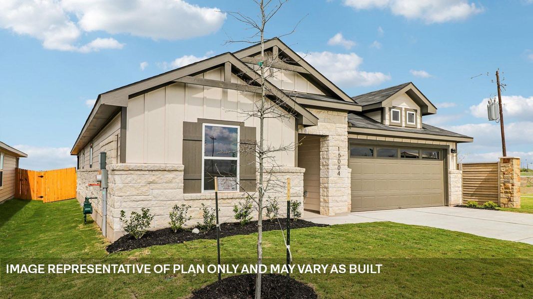 Front exterior of a new home in Durango, Mustang Ridge, TX, highlighting curb appeal (Image 12).