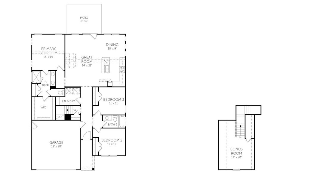 2D floor plan layout for the Elliott + Bonus - 19271 by Dream Finders Homes in Cypress Valley, Moncks Corner, SC (Image 4). 2D floor plan layout for the Elliott + Bonus - 19271 by Dream Finders Homes in Cypress Valley, Moncks Corner, SC (Image 4).