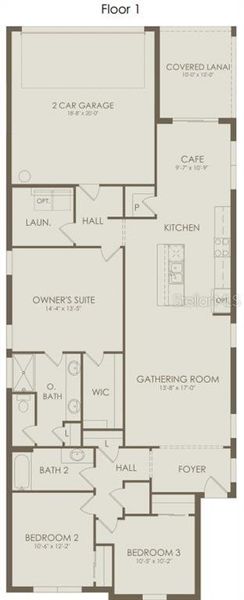 2D floor plan layout of this home in EverBe, Orlando, FL (Image 2).