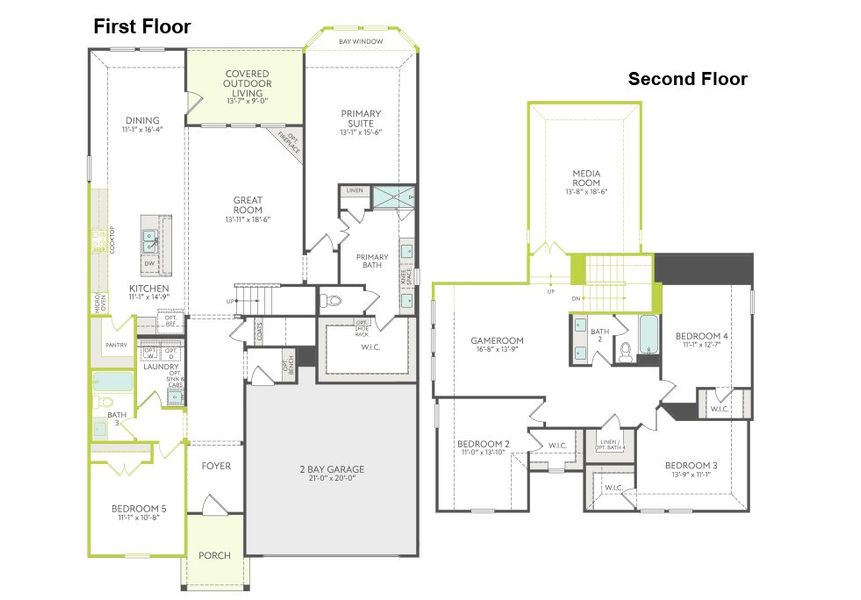 2D floor plan layout of this home in Painted Tree, McKinney, TX (Image 5).