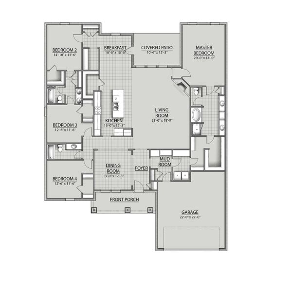 2D floor plan layout of this home in Iron Rock, Cantonment, FL (Image 2).