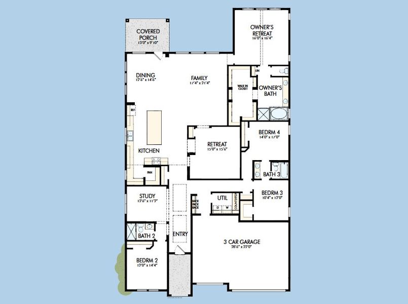 2D floor plan layout for the The Ingram by David Weekley Homes in Walden Creek – Summit Collection, Montgomery, TX (Image 5).