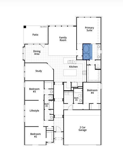 2D floor plan layout for the Brentwood Plan by Highland Homes in Wildrye, Waller, TX (Image 5). 2D floor plan layout for the Brentwood Plan by Highland Homes in Wildrye, Waller, TX (Image 5).