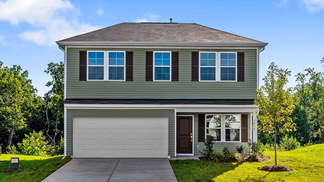 Front exterior of a new home in Bell West, Kernersville, NC, highlighting curb appeal (Image 1).
