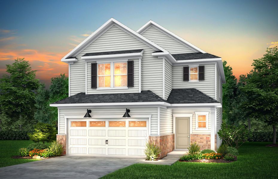 Front exterior of a new home in Parkside Crossing, Charlotte, NC, highlighting curb appeal (Image 18).