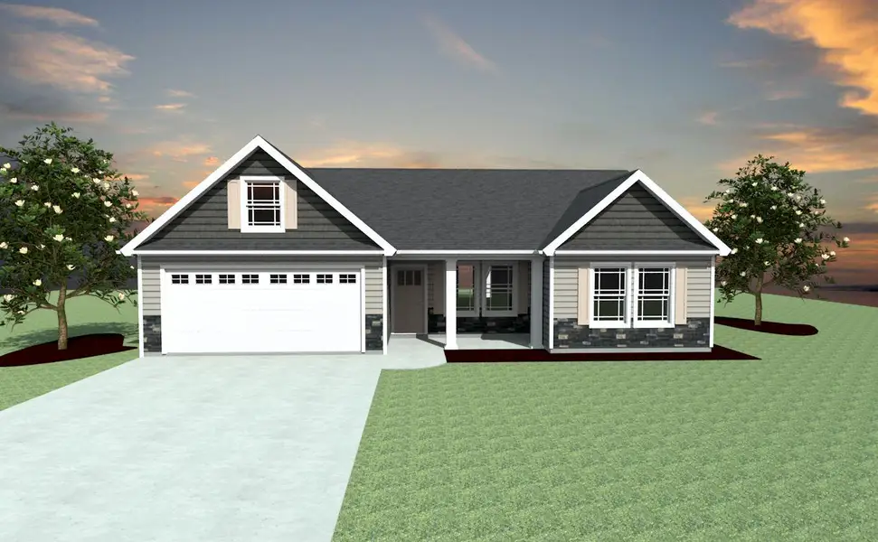 Representative exterior photo of a completed home built from the Startex by Enchanted Homes in Huckleberry Cove, Chesnee, SC (Image 2). Representative exterior photo of a completed home built from the Startex by Enchanted Homes in Huckleberry Cove, Chesnee, SC (Image 2).