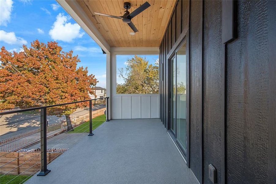 Balcony with a ceiling fan Balcony with a ceiling fan