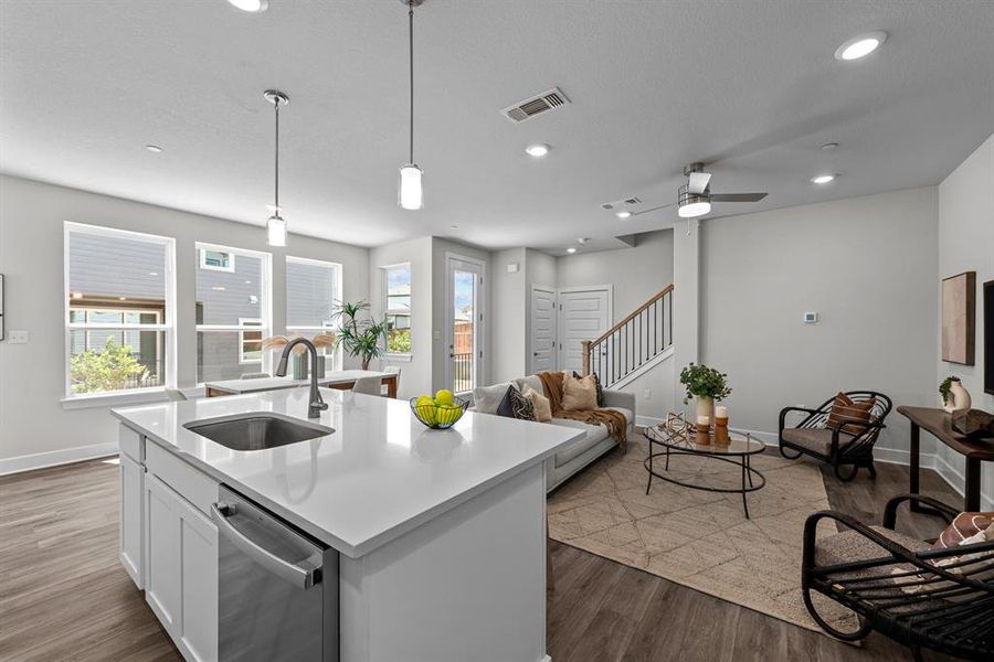 Kitchen Island - Family Room (Staged)This Photo is a representation of the Model.