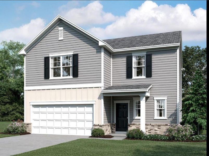 Front exterior of a new home in Mt. Tabor Ridge, Dallas, GA, highlighting curb appeal (Image 1). Front exterior of a new home in Mt. Tabor Ridge, Dallas, GA, highlighting curb appeal (Image 1).
