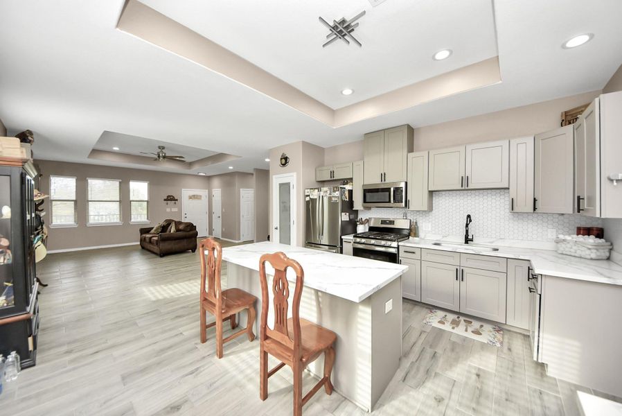 Open Kitchen and Tray Cielings