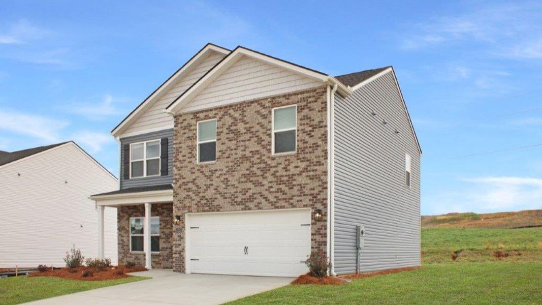 Front exterior of a new home in Lone Oaks Farm, Cleveland, TN, highlighting curb appeal (Image 2). Front exterior of a new home in Lone Oaks Farm, Cleveland, TN, highlighting curb appeal (Image 2).