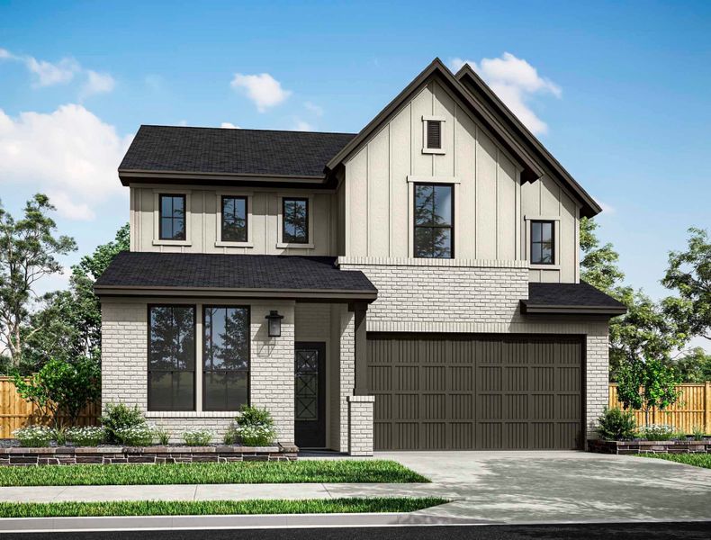 Representative exterior photo of a completed home built from the Hawk by Tri Pointe Homes in Jubilee 50′, Hockley, TX (Image 19). Representative exterior photo of a completed home built from the Hawk by Tri Pointe Homes in Jubilee 50′, Hockley, TX (Image 19).