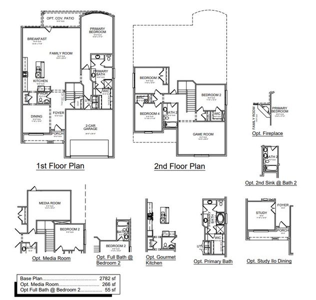 2D floor plan layout for the Burlington by Megatel Homes in Crestview at Prosper, Prosper, TX (Image 2).