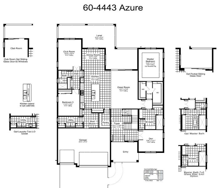2D floor plan layout for the Azure by Neal Communities in Canoe Creek, Parrish, FL (Image 3).