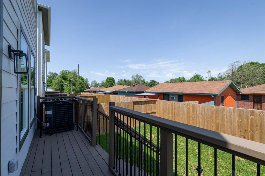 Private fenced backyard with a raised deck and direct access from the home. Private fenced backyard with a raised deck and direct access from the home.
