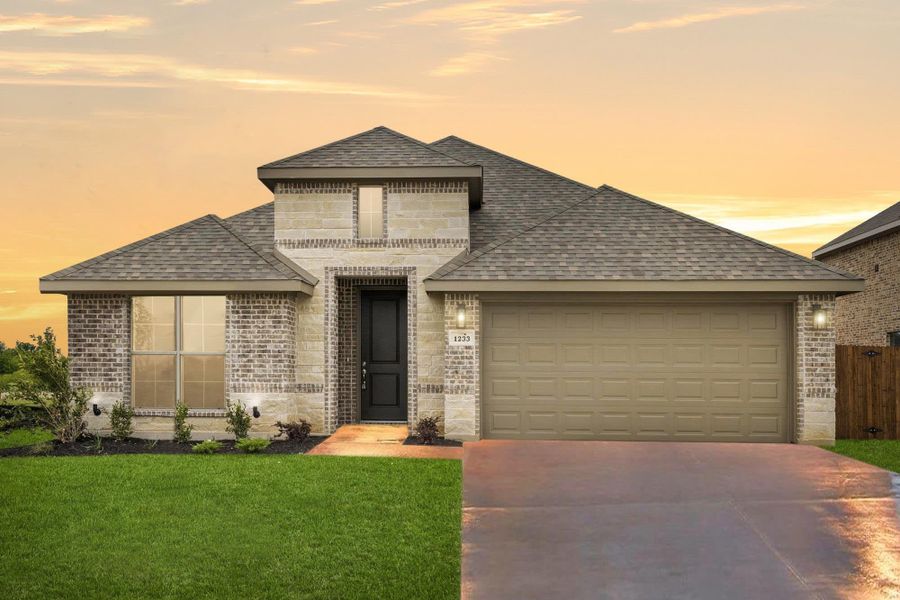 Elevation B with Stone | Concept 2186 at Chisholm Hills in Cleburne, TX by Landsea Homes