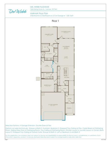 2D floor plan layout of this home in Del Webb in Chambers Creek, Willis, TX (Image 2). 2D floor plan layout of this home in Del Webb in Chambers Creek, Willis, TX (Image 2).