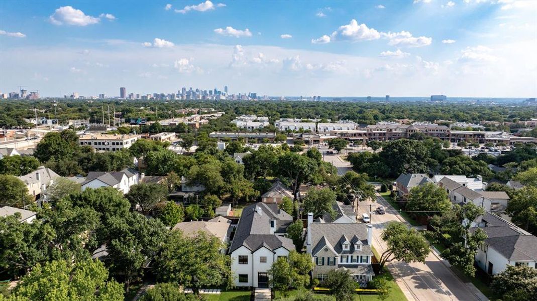 Aerial view of residential area featuring skyline Aerial view of residential area featuring skyline