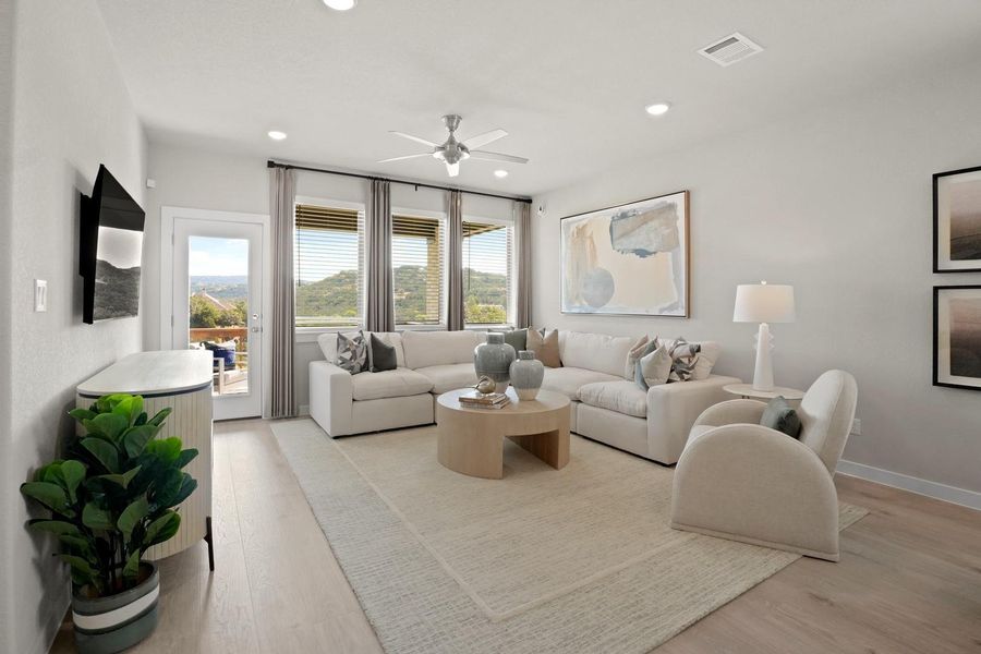 Furnished interior view inside a new home in Lakeside at Tessera, Lago Vista (Image 26). Furnished interior view inside a new home in Lakeside at Tessera, Lago Vista (Image 26).