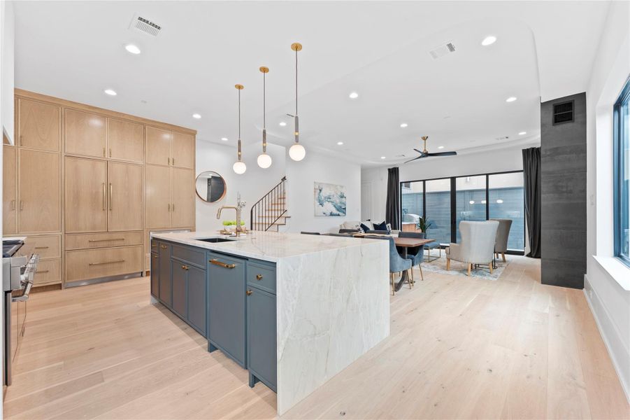 Open-concept living with soaring ceilings and abundant natural light.