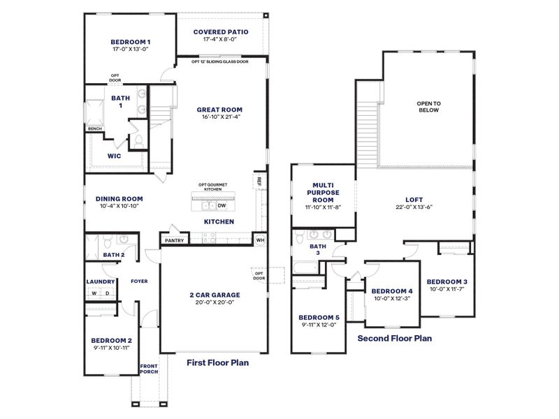 2D floor plan layout for the Stork by D.R. Horton in The Ridge at Stone Butte, Phoenix, AZ (Image 5).