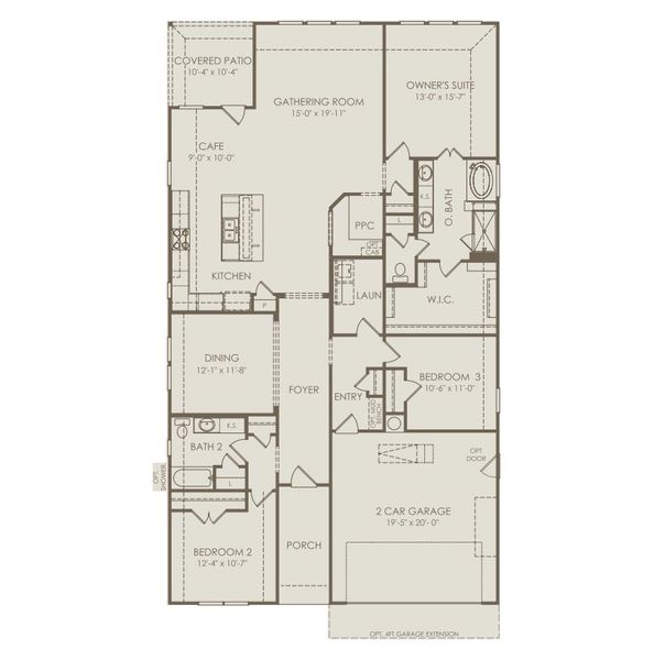 2D floor plan layout for the Blue Sky by Pulte Homes in Nopal Valley, San Antonio, TX (Image 3).