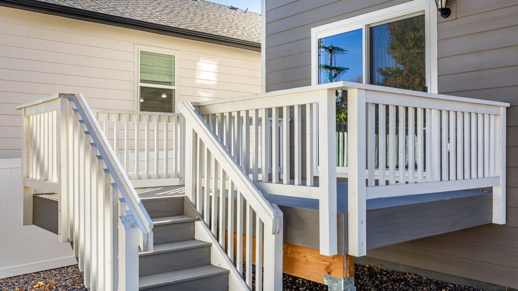 Exterior details and patio area of a home in Ridge at Johnstown, Johnstown (Image 2). Exterior details and patio area of a home in Ridge at Johnstown, Johnstown (Image 2).
