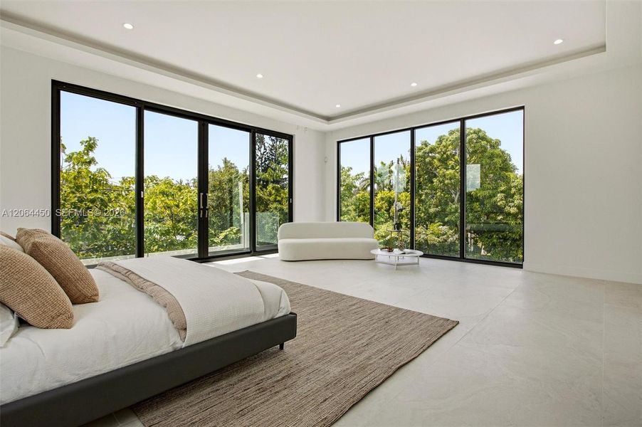 Bedroom with garden views