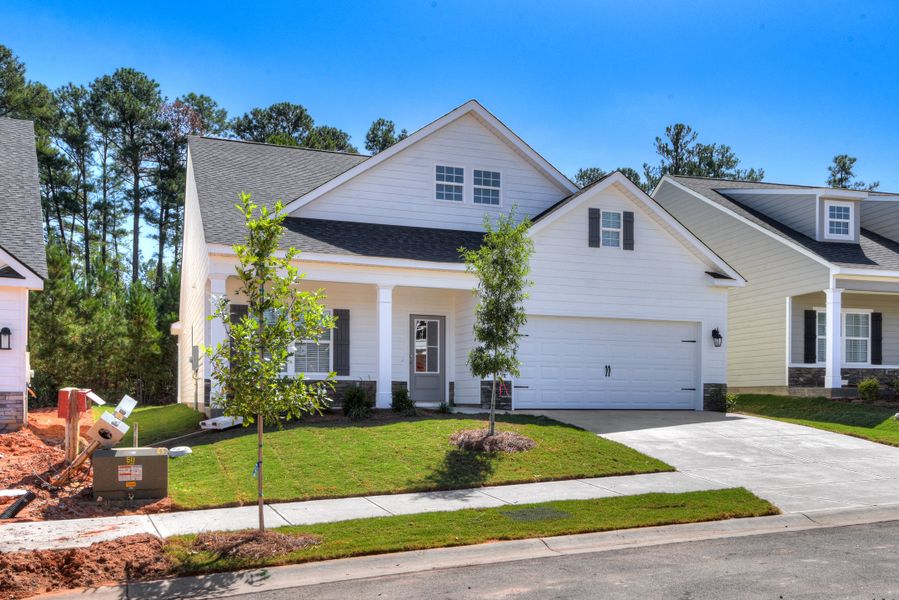 Front exterior of a new home in The Sanctuary, Aiken, SC, highlighting curb appeal (Image 1). Front exterior of a new home in The Sanctuary, Aiken, SC, highlighting curb appeal (Image 1).