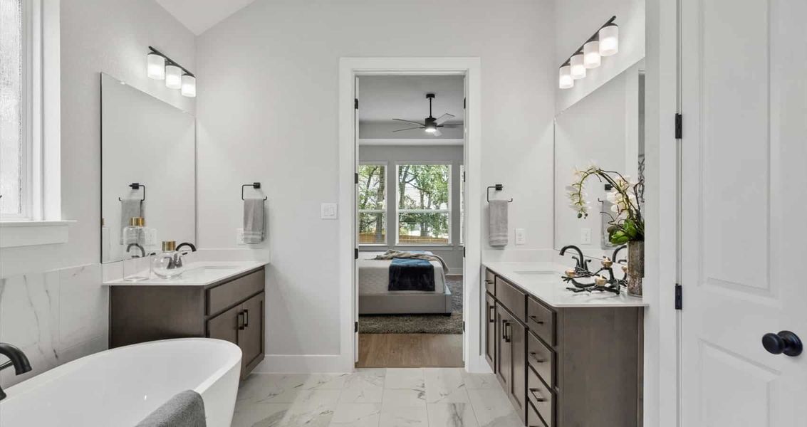 Furnished interior view inside a new home in 6 Creeks, Kyle (Image 15). Furnished interior view inside a new home in 6 Creeks, Kyle (Image 15).