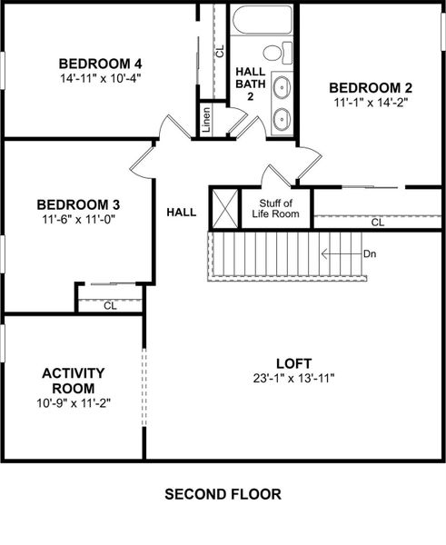 The Zambezi II floor plan by K. Hovnanian Homes. 2nd Floor shown. *Prices, plans, dimensions, features, specifications, materials, and availability of homes or communities are subject to change without notice or obligation.