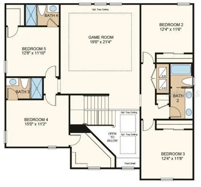 Structural options added include: Gourmet kitchen, pocket sliding glass door at gathering room and primary suite, study in place of flex, tray ceiling at dining room, foyer, study, primary suite and game room, and covered extended lanai.