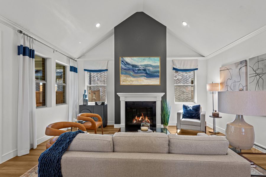 Great room with vaulted ceiling